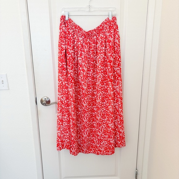 Ganni Red Floral Midi Skirt - Picture 2 of 4